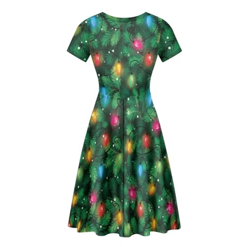 Image of Irisjudy T Shirt Dress for Women Short Sleeve Girls Short Sleeve Dress Plus Size, O Neck Knee Length Midi Dress for Ladies
