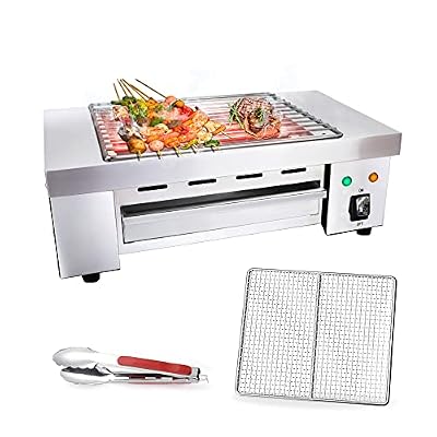 Indoor Barbecue Electric Grill, Indoor Smokeless Grill indoor Yakitori grill hibachi Grill Commercial and Family use Griddle Korean BBQ Grill, Suit for Cafe Restaurant Party Buffet 120V,1800W
