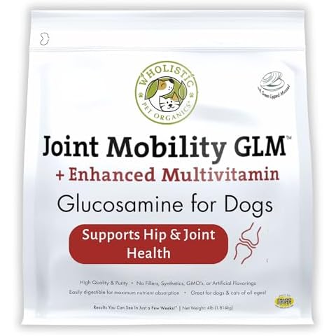 Wholistic Pet Organics Joint Supplement: Joint Mobility with Green Lipped Mussel Daily Joint Health Supplements for Dogs - Dog Glucosamine Powder with MSM, Probiotics, Vitamins, Minerals - 4 Lb Cover