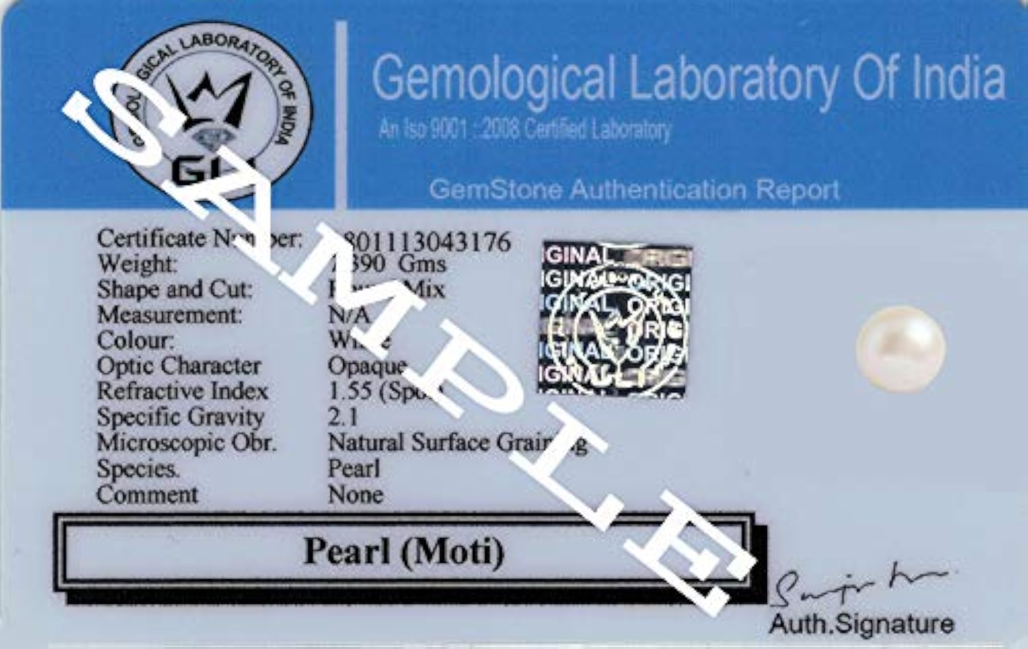 Certified Pearl 3.25 Ratti Gemstone