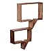 FineBuy Scaffale a Muro Set di 2 Legno Massiccio Sheesham 50 x 49 x 13 cm Ripiano in Legno | Mensola pensile Stile Moderno | Set di scaffali Forma a Palloncio