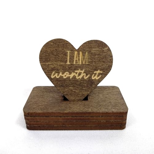 Image of Two Pack of Sunny Lark Positive Affirmation Wood Cutouts | Two Sets of Identical 72 Laser Engraved Hearts with Positive Affirmation Messages | Includes Affirmation Holder | Daily Motivational Gift