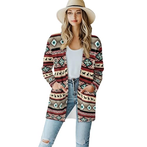 Image of Biyejit Women's Long Sleeve Open Front Cardigan Casual Loose Lightweight Cardigans with Pockets Drape Cardigan