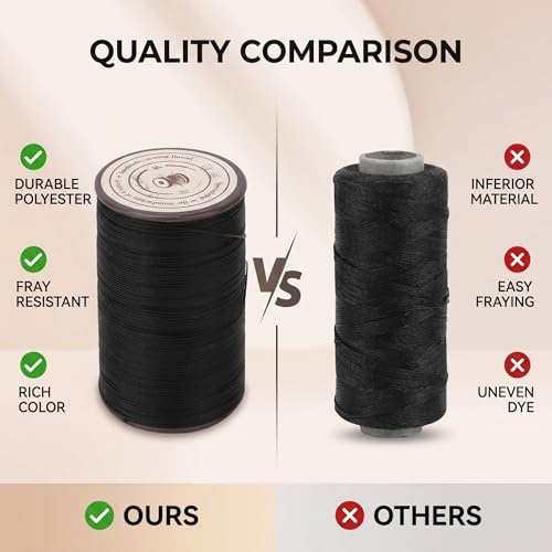 Hilo encerado de poliéster para coser cuero, rollo de 160 m con colores surtidos para zapatos, carteras y manualidades, hilo resistente para coser a mano para artesanos del cuero miniatura 4
