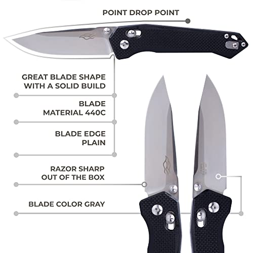 Ganzo FB7651BK Firebird Fb7651-Bk 440C Stainless Steel Blade G10 Anti-Sleep Handle Camping Fishing Hunting Folder Edc Tool thumb #4