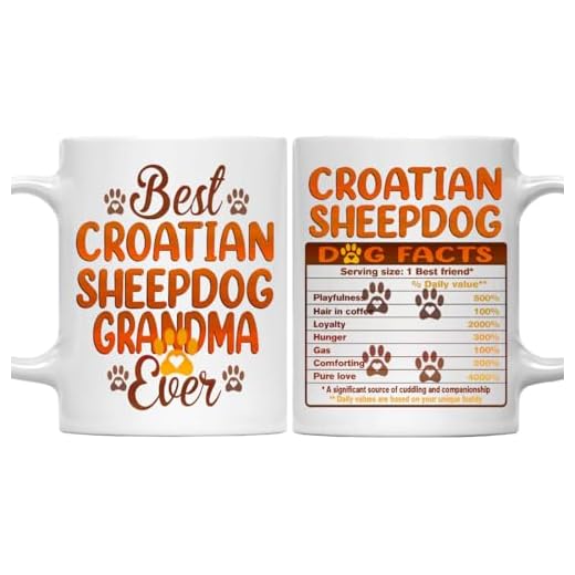 MONIZILUCKY Best Croatian Sheepdog Grandma Ever Coffee Mug for Best Grandma Dog Lover, Pet Owners - Funny Croatian Sheepdog Dog Facts Mug for Grandma - 11Oz Ceramic Mug White