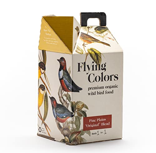 Flying Colors Premium Organic Wild Bird Seed | Pine Plains Original for Outside Feeders | 100% USDA Organic | No Fillers, No Pesticides | Sunflower, Peanut, Safflower | 3 Gallon