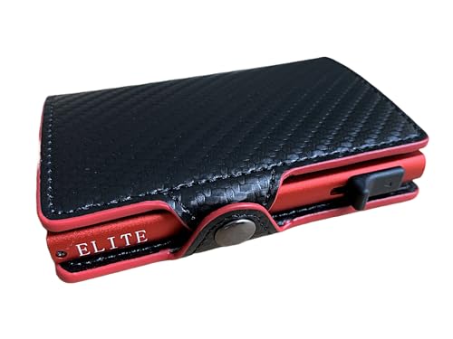 Minimalist Wallet with Pop Up Credit Card Holder and Money Clip, RFID Blocking, Slim, Stylish, Large Capacity with Gift Box (Red)