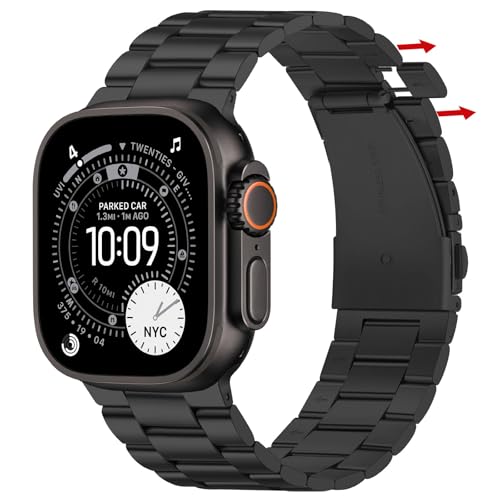 Bracelet Apple Watch Métal Noir sans Outil Ajustement Facile sans Rayure
