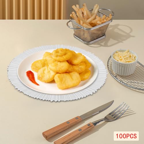 100 Platos cargadores plateados, redondos, 12.99 in miniatura 2