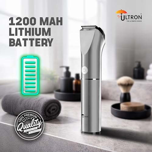 Image of ULTRON UBT01 Beard Trimmer for Men | Cordless Rechargeable Trimmer | 1200mAh Battery | Stainless Steel Blades | Type-C Fast Charging | 1 year warranty (Gray)
