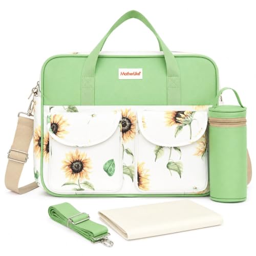 Image of Diaper Bag for Mothers for Travel with Changing Station | Tote Diaper Baby Bag for Mom | Diaper Bag with Insulated Bottle Holder & Changing Mat | 17 L,10 Pocket