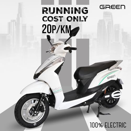 Image of Green Elaan Low Speed Electric Scooter Non RTO 60KM Range with Portable Charger (White)