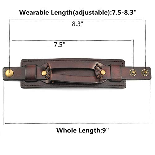 Pulsera amplia de cuero genuino Zysta para hombre Brown miniatura 4