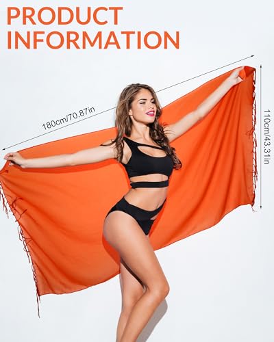 Hercicy 6 Pieces Women Beach Long Sarong wrap Coverups Batik Wrap Pareo with Tassel for Women Sarong for Beach(Bright Colors) - Image 4