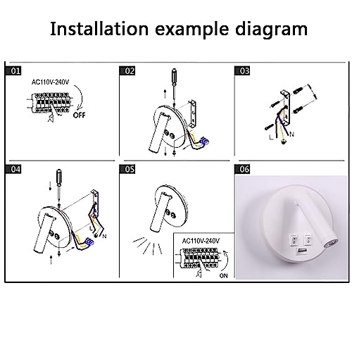 Image of USB Charging Port Wall Wash Light White Bed LED with Interior Wall Adjustable Spotlight Reading lamp Wall lamp Bedroom Indoor Bedside Lamp 3000K (3W + 9W)