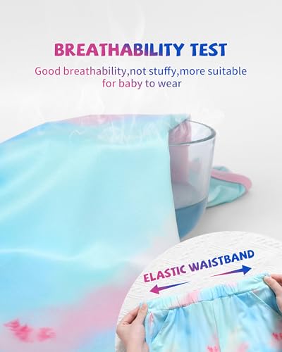 Image of DISAUR Girls Summer Outfits 2 Piece Matching Sets Tie Dye T Shirt and Shorts Set with Pockets for Girls 4-10 Years