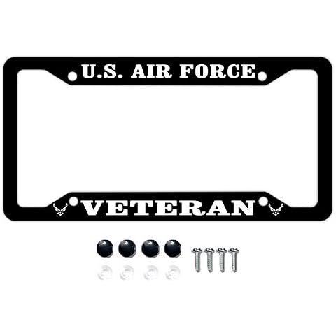 DZGlobal U.S. Air Force Veteran License Plate Frame, Car Tag Frame, American Air Force License Plate Holder 4 Holes Cover