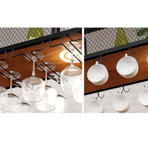 Casier à vin suspendu avec perche 80cm étagère plafond métal dorée - 5