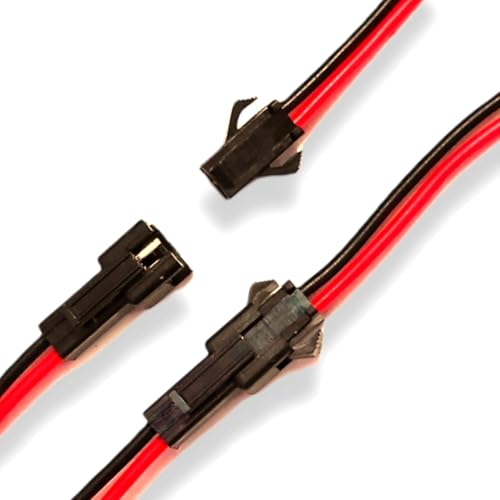 Image of 2 Pair 2 Pin JST SM Connector Pair, 22 AWG Wire 2-Way Quick Connect Plug for LED Light Strips and DIY Electronics Projects