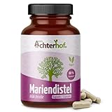 Mariendistel Komplex 180 Kapseln | vegan & hochdosiert | 4-fach Komplex Mariendistel, Artischocke, Löwenzahnwurzel und Desmodium | 80% Silymarin | frei von unerwünschten Zusatzstoffen | vom Achterhof