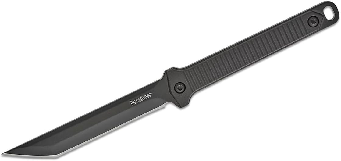 Kershaw Dune Full Tang Neck Knife (4008X) Compact 3.8 3Cr13 Stainless Steel Fixed Blade with Black-Oxide Finish, Textured Injection Molded Handle, Secure Molded Sheath and Lanyard, 2.5 oz.