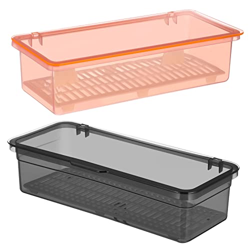 CIYODO 2 Piezas caja drenaje caixas arrumação cozinha kitchen storage organizador utensilios con tapa cajones plástico almacenamiento electrodomésticos cocina cajón bandeja