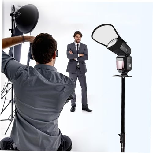 TEHAUX Flash Diffuser Reflector - 2 Sided White/Silver Bend Bounce Flash Reflector Kit with Elastic Strap for Speedlight Ii More Light Modifier for Indirect Shadow - Thumbnail 7