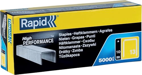 Image of Rapid High-Performance Staples for Textiles, Finewire No. 13, Leg Length 6mm, Staple Gun Staples, Galvanised Steel, 5000 Pieces, Boxed (11830700) (Pack of 5)