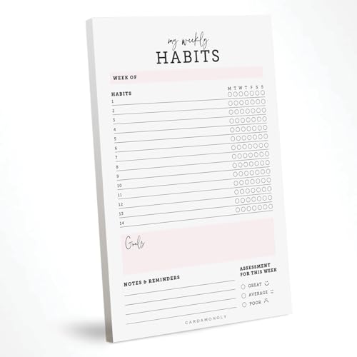 CARDAMONOLY Habit Tracker Notepad in Black and Light Pink- 50