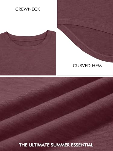 Image of UNCLECAT Mens Short Sleeve T-Shirts Crew Neck Casual Shirt Summer Classic Basic Lightweight Fashion Tee Wine Red