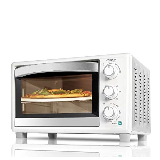 Cecotec Horno de Sobremesa de Convección 26 L Bake&Toast 610 4Pizza. 1500 W, Especial para Pizza, 6 Funciones, Temperatura regulable, Luz interior, Puerta con doble cristal, Blanco