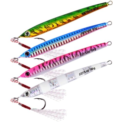 Ganci di assistenza super affilati: pre-montati con gancio di assistenza personalizzato con ardiglione, forte, antiruggine e resistente alla corrosione, impedirà ai pesci di fuoriuscire. Squisito rimorchio bucktail legato a mano può nascondere efficacemente il gancio e aumentare la possibilità di catturare grandi pesci.