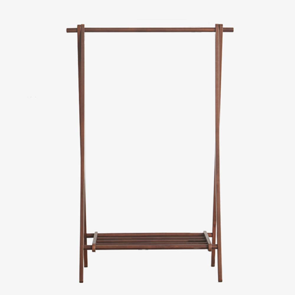 Solid Wood Floor-Standing Clothes Rail Folding Clothing Display Rack Large Load-Bearing Capacity with Bottom Storage Rack Space Saving