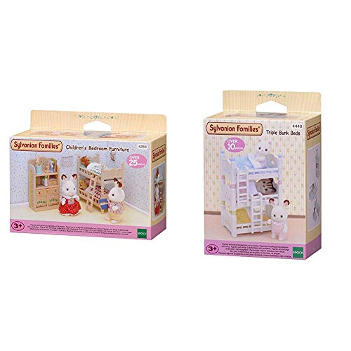 SYLVANIAN FAMILIES Children's Bedroom Furniture Mini muñecas y Accesorios, (Epoch para Imaginar 4254) + Triple literas (Epoch para Imaginar 4448)