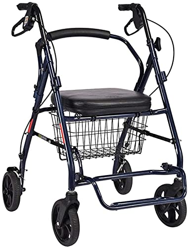 RHRYTCH Carro de la compra con ruedas de acero al carbono para ancianos con asiento con ruedas, carrito de la compra ajustable, plegable, portátil, anhelante