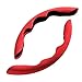 Bopfimer Lot de 2 housses de volant universelles en cuir daim pour voiture, housse de protection antidérapante pour ECC, rouge