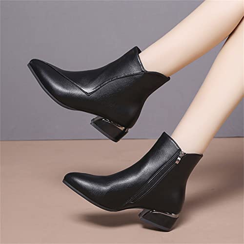 Botines de tacón grueso cómodos y sencillos para mujer con cierre lateral 7