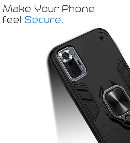 Image of Pikkme D5 Tough Armor Bumper Back Cover Case for Samsung Galaxy Note 10 Pro |Ring Holder & Kickstand in-Built (Black)