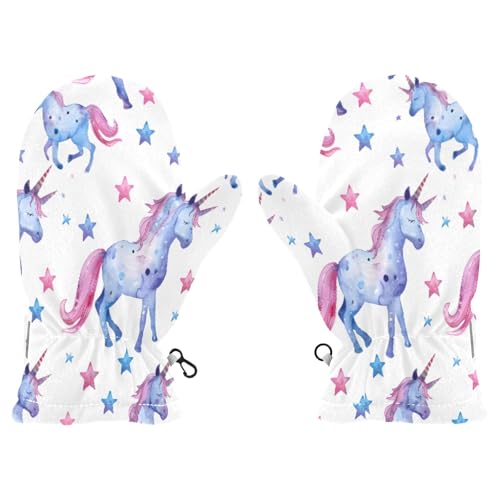 Kid's Winter Gloves Children Warm Gloves Cute Watercolor Unicorn for Boys Girl Age 2-4 Years