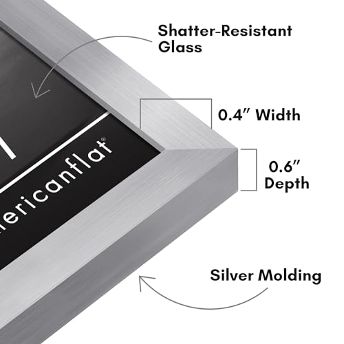 Americanflat 5x7 Picture Frame with Shatter-Resistant Glass - Streamline Collection - Thin Border Picture Frame for Tabletop and Wall Display - Hanging Hardware and Easel Stand Included - Silver