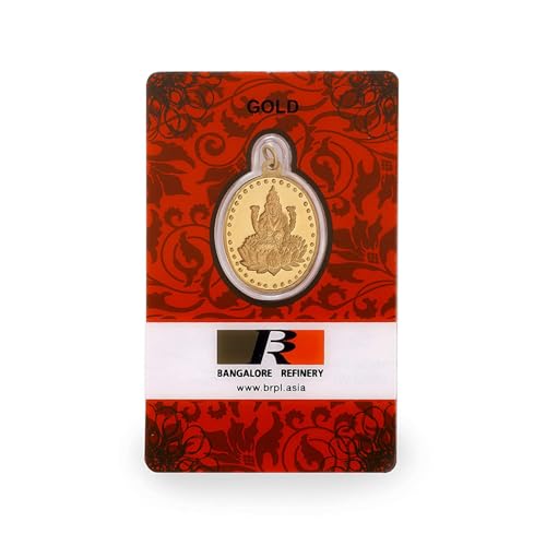 Image of Bangalore Refinery 24k (999) Purity 5gm Yellow Gold Lakshmi Oval Pendant (without hook)