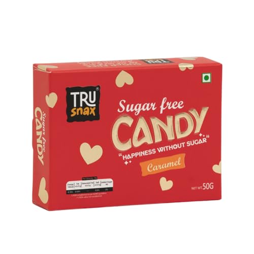 Image of TruSnax SugarFree Hard Candies | Caramel Flavour Candy | Diabetic Friendly Toffee | No Added Sugar | 50 g