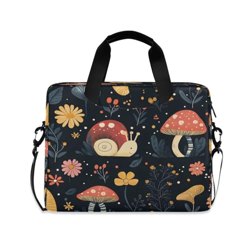 Cute Snails Mushrooms Flower 15.6 Inch Laptop Bag Briefcase for Business, Water-Resistant Computer Bag Fits 14-16 Inch Notebook for Men Women, Office Travel Work Backpack