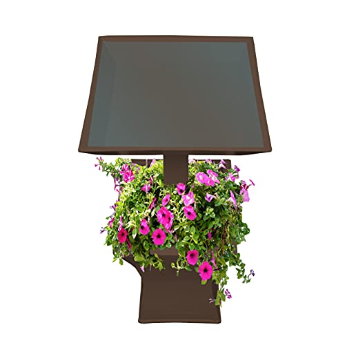 Image of Oakland Living Modern Square Cast Aluminum Metal 40-in Brown Bird Bath and Planter Vase Combo