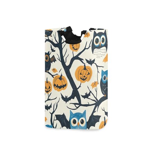 Jihqo Laundry Hamper Basket Halloween Owls Collapsible Nursery Storage Bin Waterproof Clothing Baskets for Home Bedroom Bathroom Washing Room