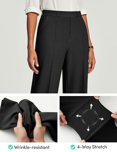 IUGA Work Pants Women Stretchy Wide Leg Dress Pants High Waisted Pull on Trousers Business Casual Slacks Office Outfits3
