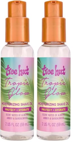 Image of Tree Hut Mini Tropic Glow Moisturizing Shave Oil, 2 fl oz, Gel-to-Oil Formula, Ultra Hydrating Barrier for a Close, Smooth Shave, for all Skin Types (Pack of 2)