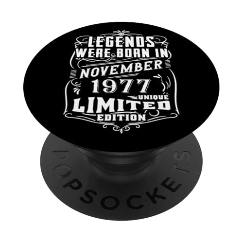 Cumpleaños Noviembre 1977 Edición Limitada Regalo Vintage PopSockets PopGrip Intercambiable
