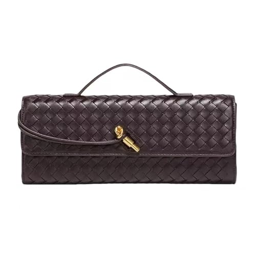 Image of Handmade Woven Evening Bag for Women Casual Clutch Purse Leather Shoulder Handbag Fashion Crossbody Bag
